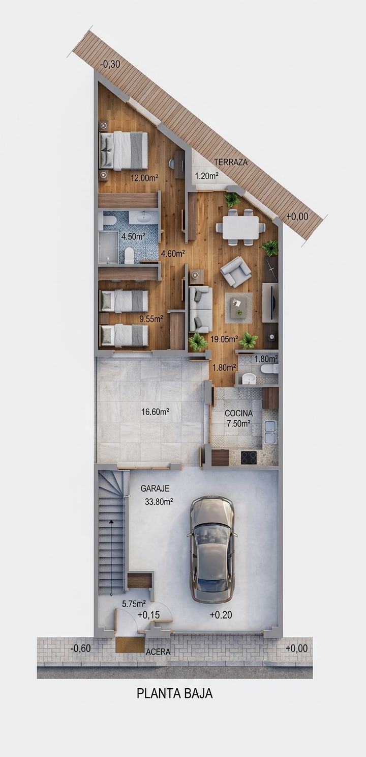 Edificio de 2 apartamentos/viviendas  y garaje, situado en  CIUDAD JARDÍN (MÁLAGA).